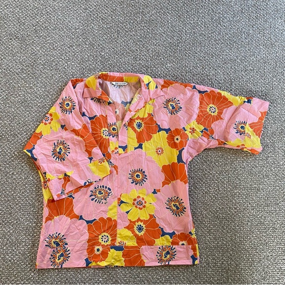 ZARA Colorful Oversized Floral Tunic Top Blouse Size Large - Picture 6 of 10